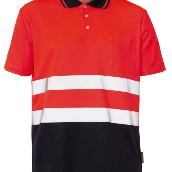 POLOSHIRT HI-VIS S/S 50/50 BICOLOUR RDFL