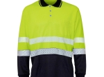 BORI 10 PREMIUM Polo manche longue double face, bandes  réfléchissantes segmentées